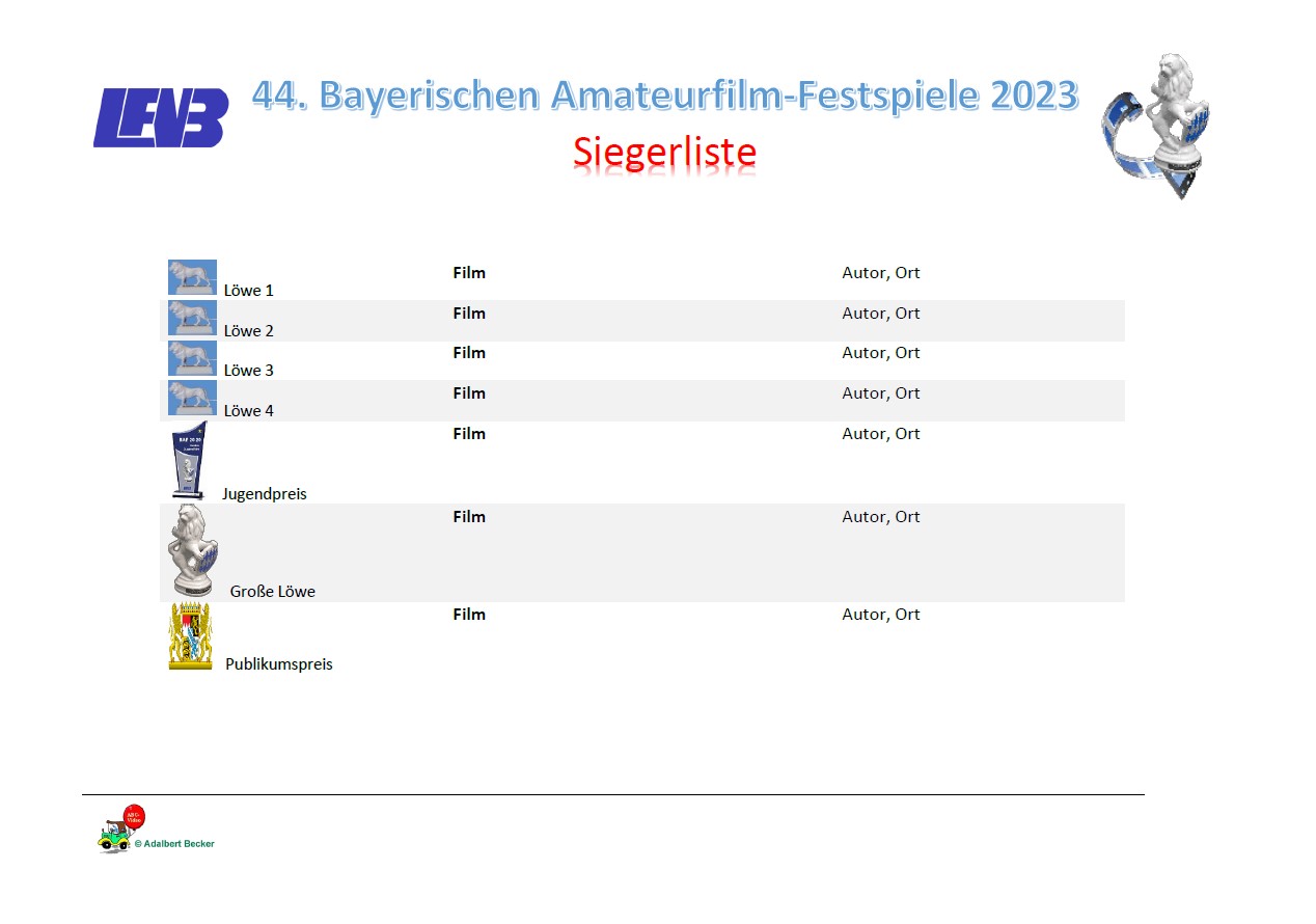 LFVB BAF 2023 Siegerliste © 2023 Adalbert Becker